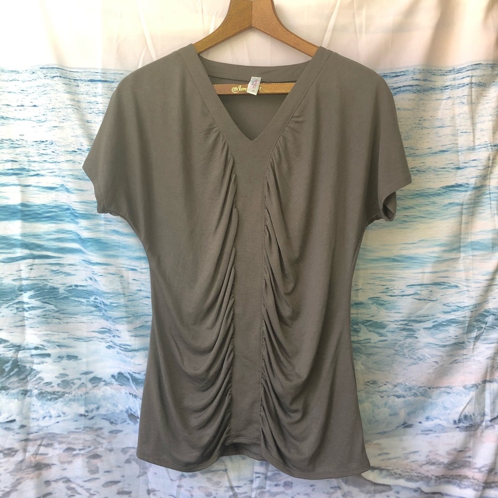 Gray knit blouse